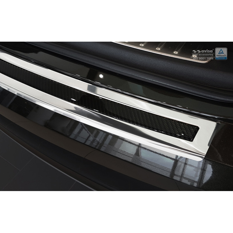 Stainless Steel Rear bumper protector 'Deluxe'  BMW X6 F16 2014-2019 Chrome/Black Carbon excl. M-Package