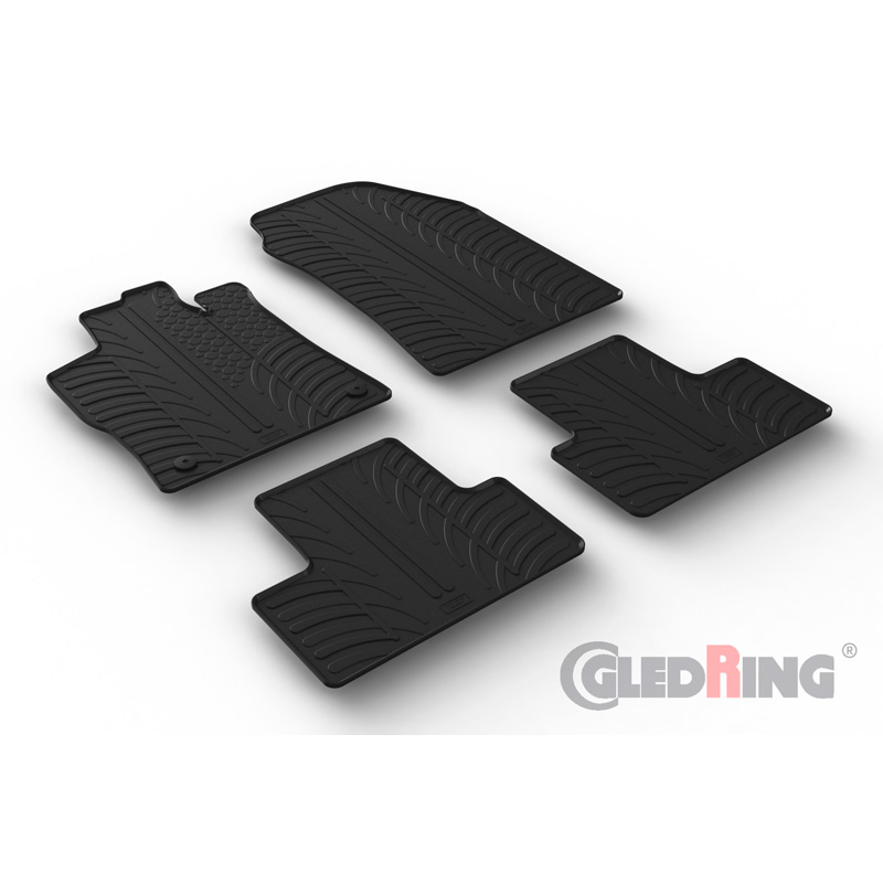 Rubber car mats set  Peugeot 308 III HB 5-doors 2021- & Opel Astra L HB 5-doors 2021- (T profile 4-pieces + mounting clips)