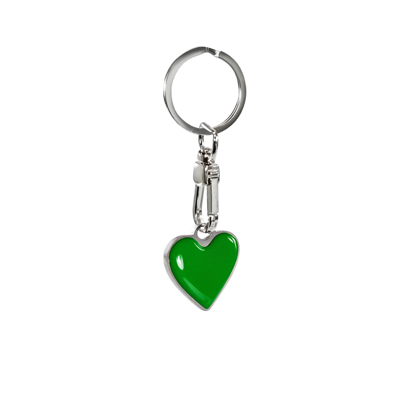 Stainless steel key chain - 'Heart' green