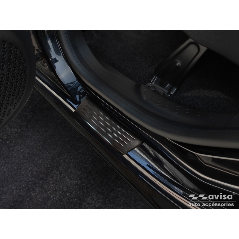 Black Stainless Steel Door sill protectors  Smart ForFour (W453) 2014-2020 & FL 2020- incl. EQ 'Special Edition' - 4-pieces