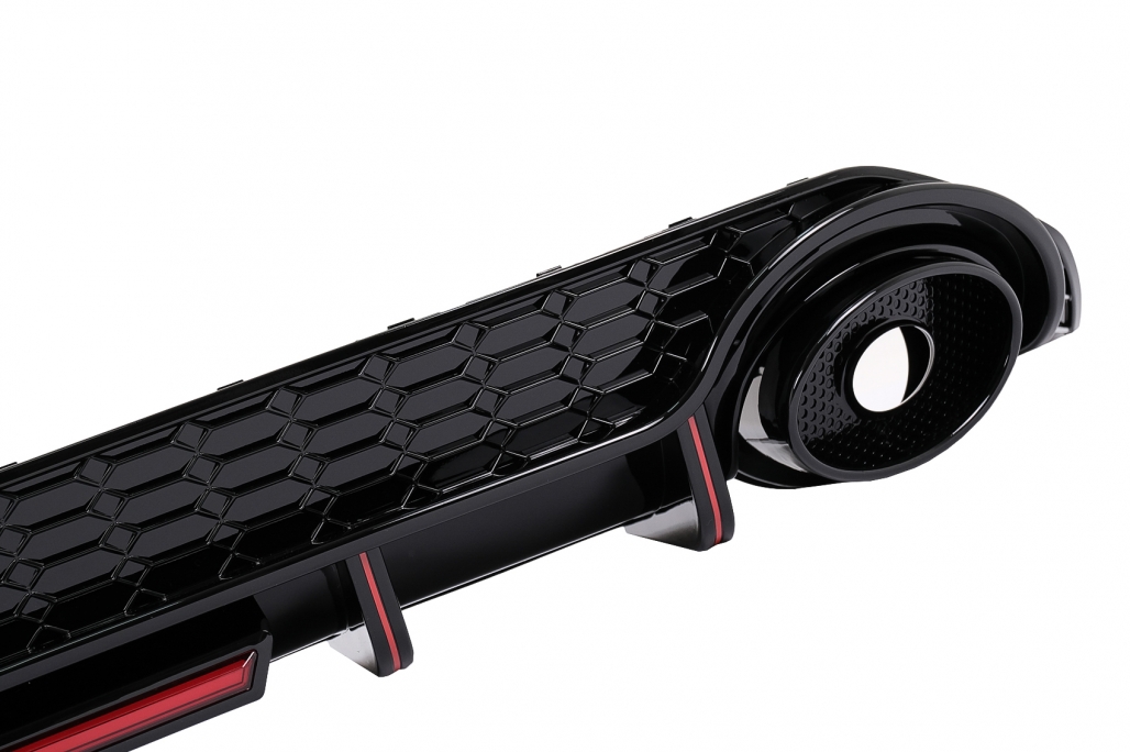 Diffuser passend voor Audi S3 Hatchback 8Y RS-Look Zwart met sierstukken
