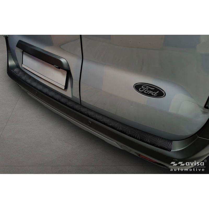 Avisa Matt Black Stainless Steel Rear bumper protector  Ford Transit Courier II / Tourneo Courier II 2023- 'Riffled Plate'