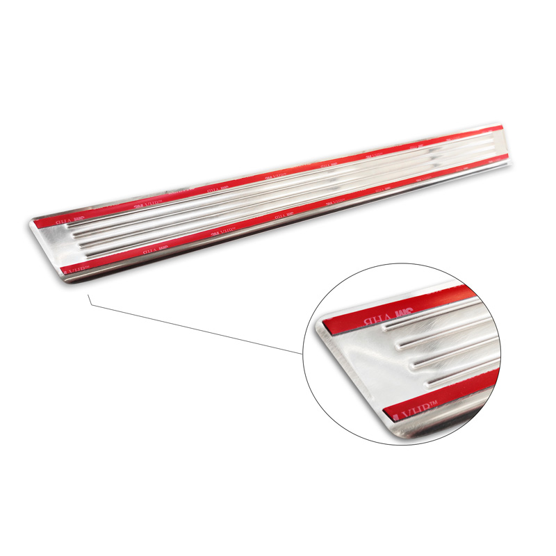Inox door sill protectors  Volkswagen Caddy V 2020- - 'Lines' - 2-pieces