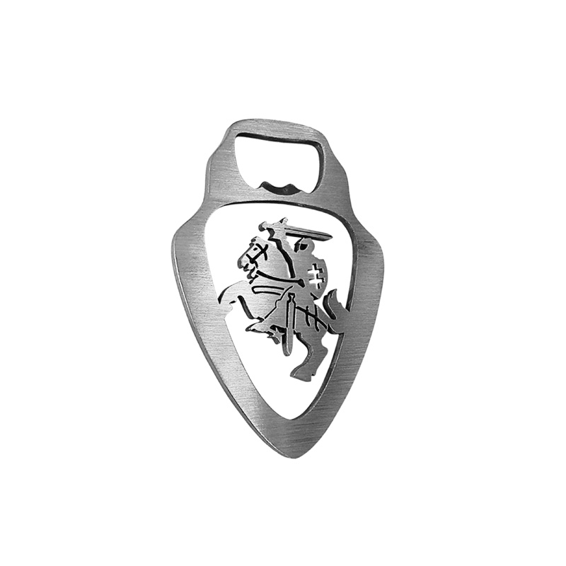 Stainless steel bottle opener - 'Lithuania Emblem' (silver)