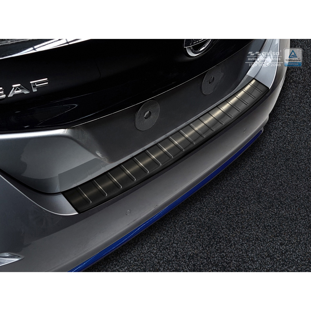 Black Stainless Steel Rear bumper protector  Nissan Leaf II 2017-2021 & FL 2021- 'Ribs'