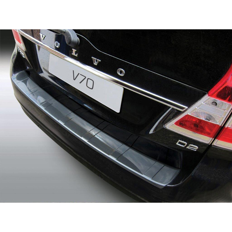 ABS Rear bumper protector  Volvo V70 2013-2016 (excl. XC70) 'Ribbed' Carbon look