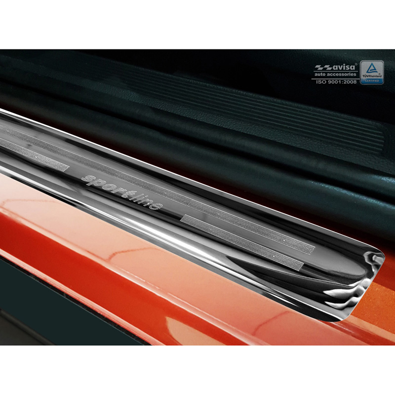 Black Inox door sill protectors  Volkswagen T-Roc 2017-2022 & Facelift 2022 - 'Sportline' - 4-pieces