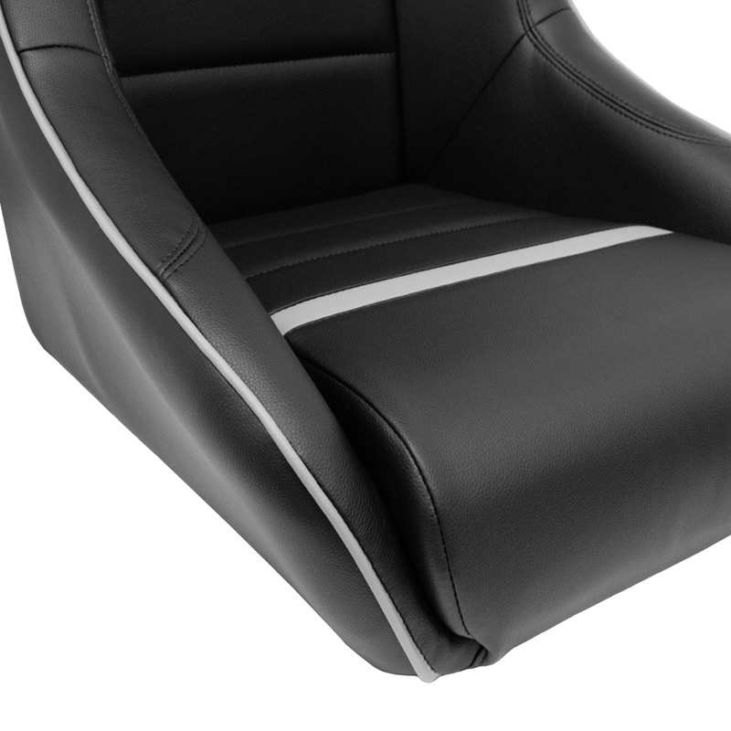 Sport seat 'Classic RS' - Black/Grey Synthetic leather - Non-reclinable back-rest + Integrated head-rest - incl. slides