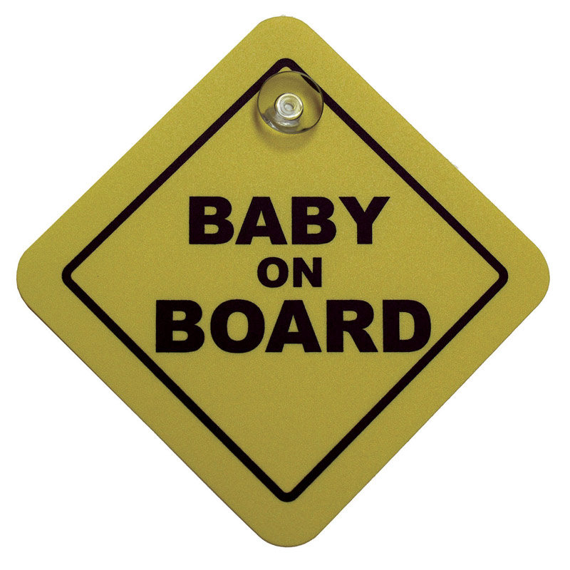 Sticker/Bordje Baby On Board - yellow - 16x16cm