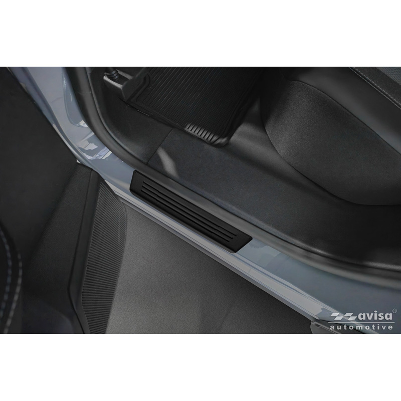 Avisa Black Stainless Steel door sill protectors  Opel Grandland (EV) 2024- - 'Lines' - 4-pieces