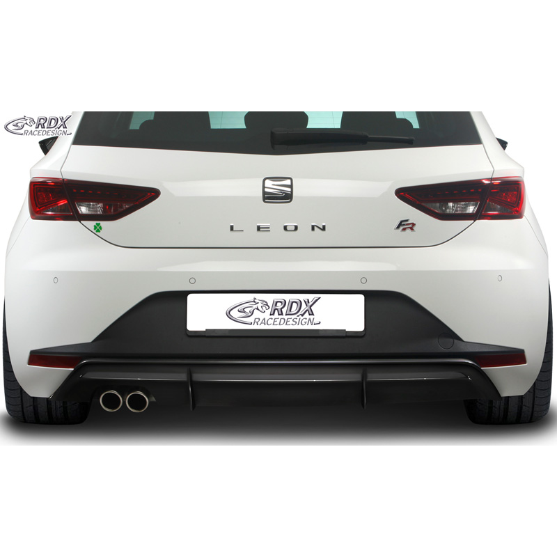 Rear bumper skirt 'Diffuser'  Seat Leon 5F FR SC/5-doors 2013-2017 excl. ST/Cupra (ABS glossy black)