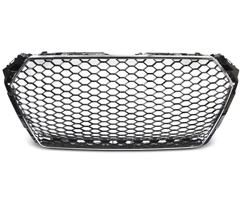 Grill passend voor Audi A4 B9 2015-2019 RS4 Look Glans Zwart/Chroom