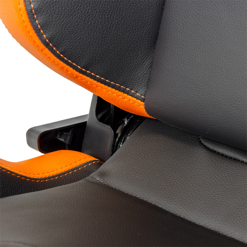 Sport seat 'RS6-II' - Matt-Black/Orange Synthetic leather - Dual-side reclinable back-rest - incl. slides
