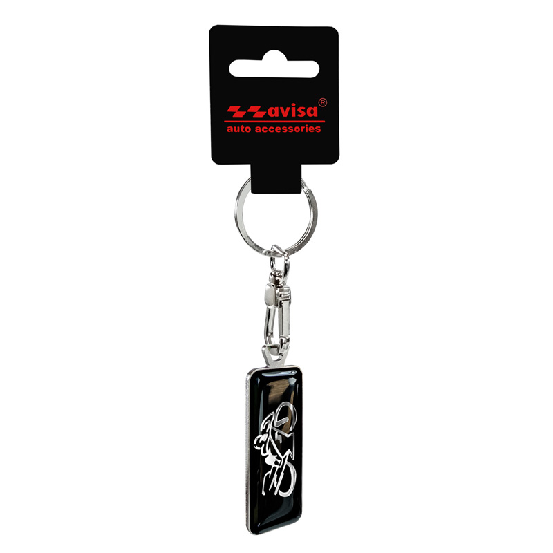 Stainless steel key chain - 'Moto' Black