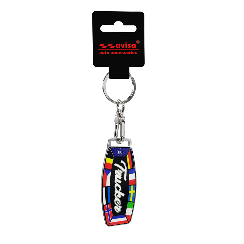 Stainless steel key chain - Trucker/Flags