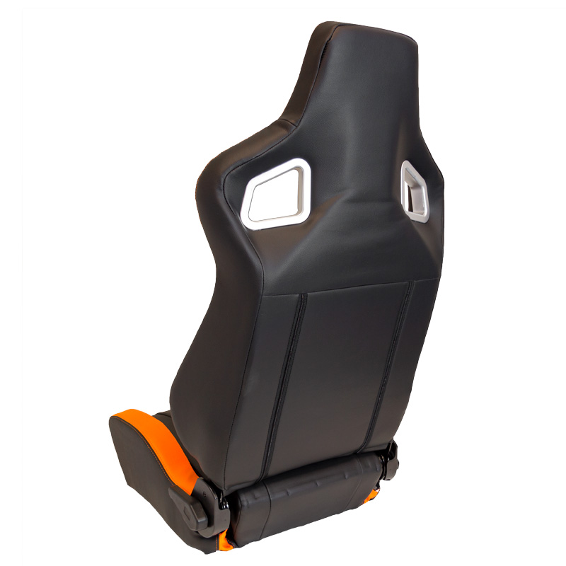 Sport seat 'RS6-II' - Matt-Black/Orange Synthetic leather - Dual-side reclinable back-rest - incl. slides