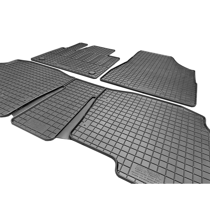Rubber car mats set  Mercedes Citan Tourer / T-Class MPV (W420) & Renault Kangoo III MPV & Nissan Townstar MPV 2021- (5-pieces + fixing system)