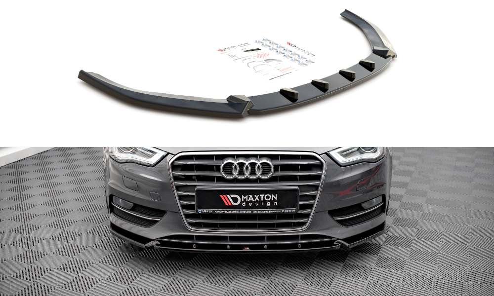 Voorspoiler passend voor Audi A3 8V Sportback 13-16 Maxton Glans Zwart