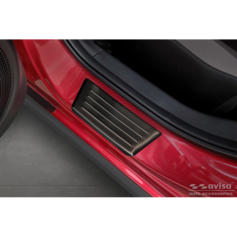 Black Inox door sill protectors  Honda Jazz Crosstar 2020- 'Lines' - 4-pieces