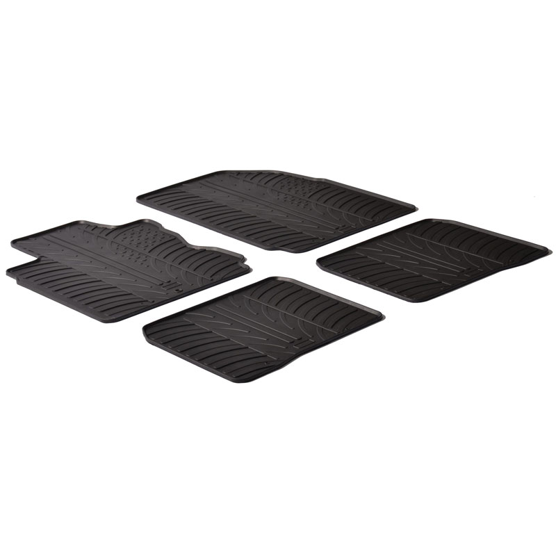 Rubber car mats set  Ford S-Max 5 doors 2012-2015 & Ford Galaxy 2012-2015 (T profile 4-pieces + mounting clips)