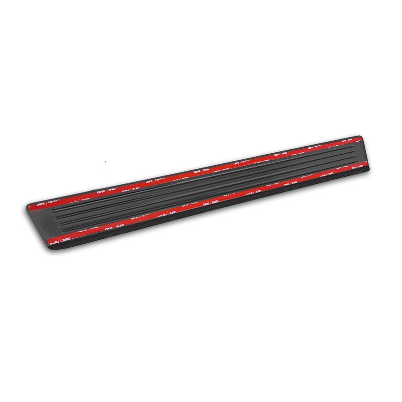 Black Inox door sill protectors  Volvo EX30 2023- - 'Lines' - 4-pieces