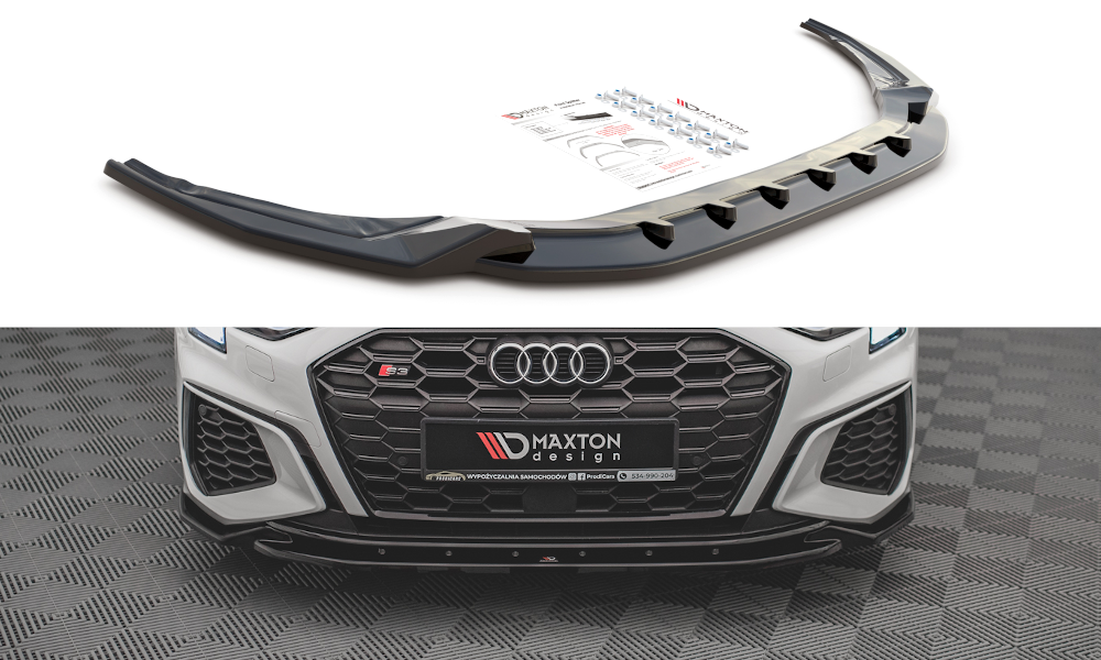 Voorspoiler passend voor Audi S3 / A3 S-Line 8Y Glanzend zwart V.2