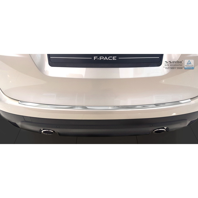 Stainless Steel Rear bumper protector 'Deluxe'  Jaguar F-Pace 2016-2020 & FL 2020- Chrom/Red-Black Carbon