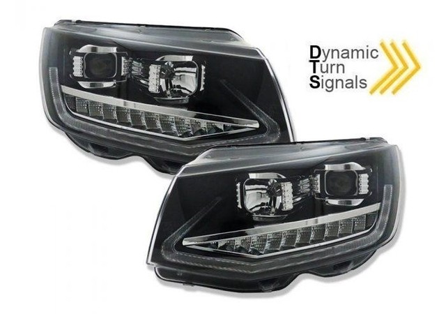 Headlights VW T6 Multivan/Transporter FULL LED Dynamic Tube Black