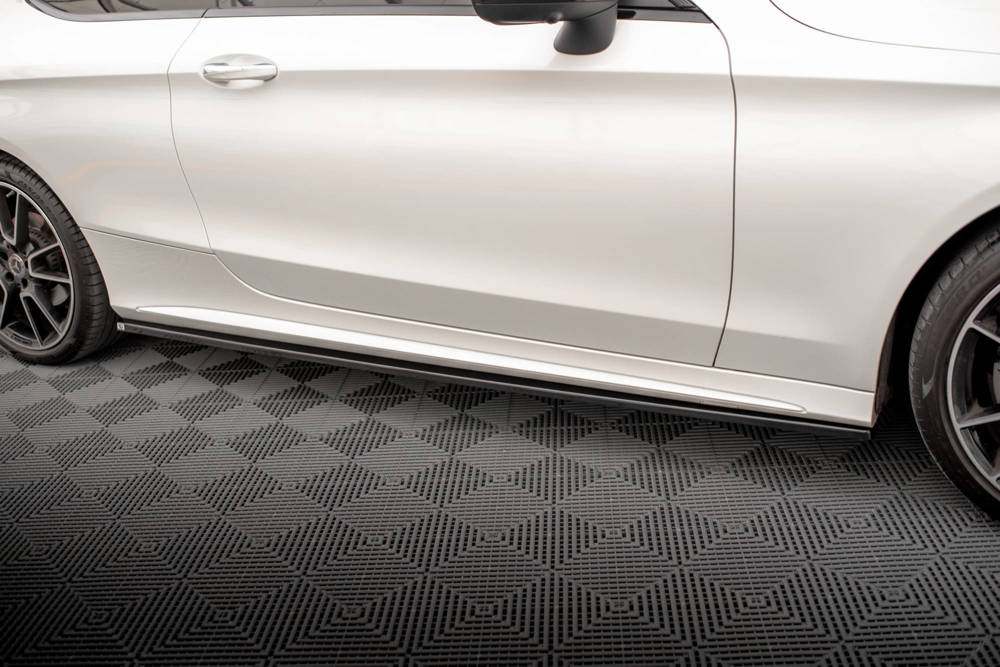 Zijskirts passend voor Mercedes C Klasse Coupe AMG Line C205 Facelift 2018 - 2021 Maxton Glans Zwart