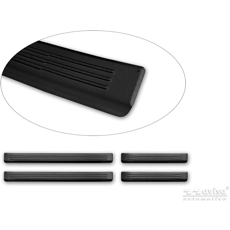Avisa Matt Black Inox door sill protectors  BAIC Beijing X55 2024- - 'Lines' - 4-pieces