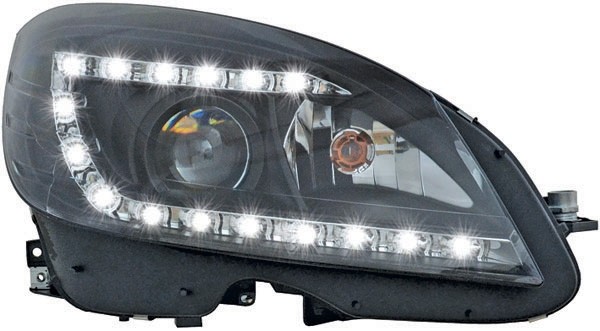 Headlights Mercedes C-Class W204 07-11 Clear Black DRL Look