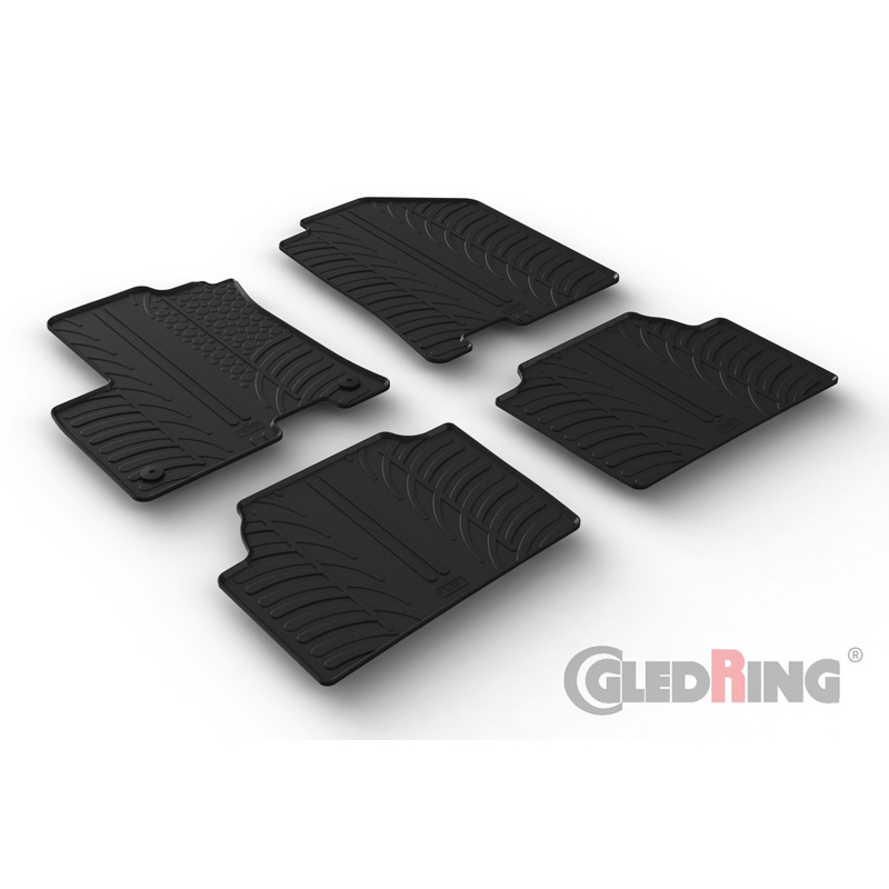 Rubber car mats set  Kia e-Niro 2018-2022 (T profile 4-pieces + mounting clips)