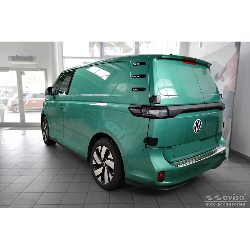 Black Inox door sill protectors  Volkswagen ID.Buzz 2022- - 'Lines' - 2-pieces