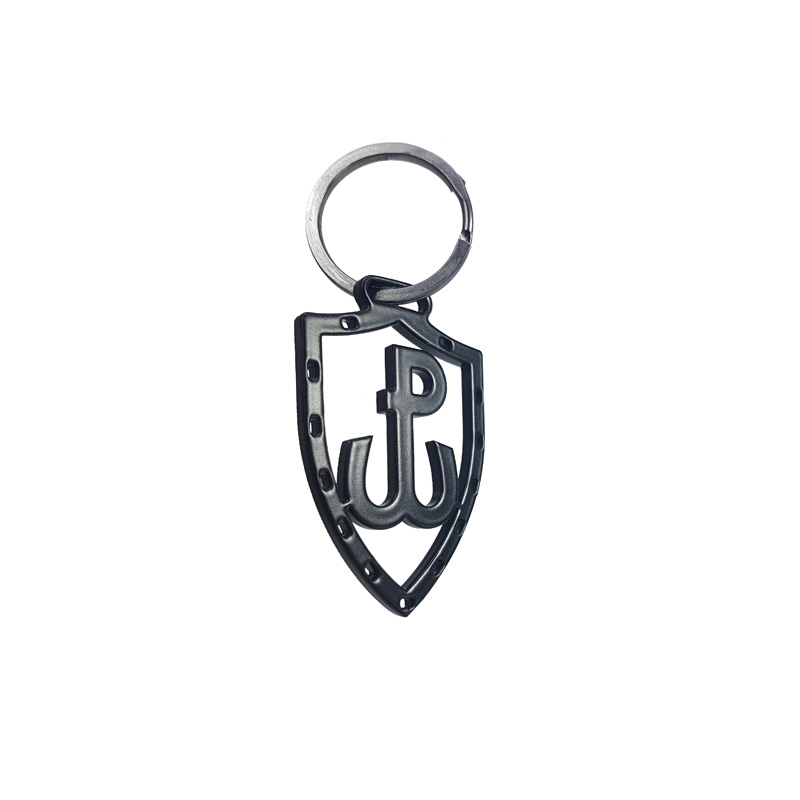 Stainless steel key chain - 'Kotwica symbol / shield' (black)