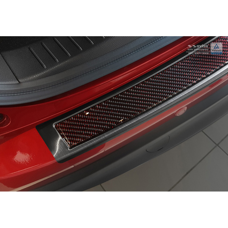 Stainless Steel Rear bumper protector 'Deluxe'  Mazda CX-5 2014- Black/Red-Black Carbon