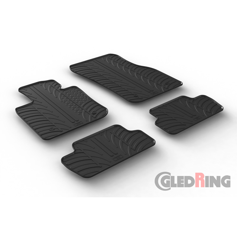 Rubber car mats set  Mini F56 3-doors 2014- (T profile 4-pieces + mounting clips)