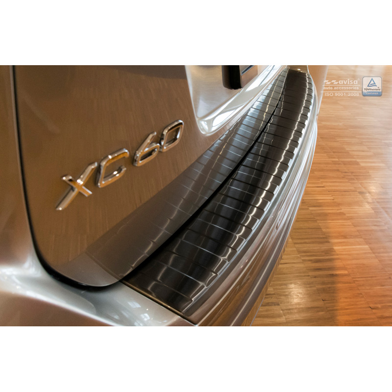Black Stainless Steel Rear bumper protector  Volvo XC60 2013-2016 'Ribs'