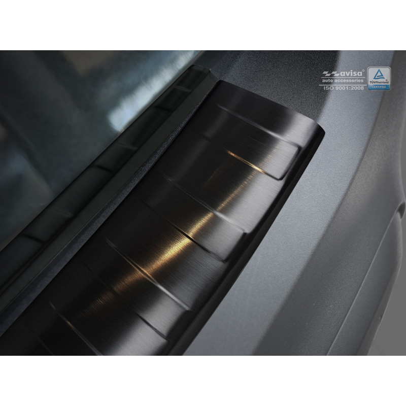 Black Stainless Steel Rear bumper protector  Opel Crossland 2017-2020 & FL 2020- 'Ribs'