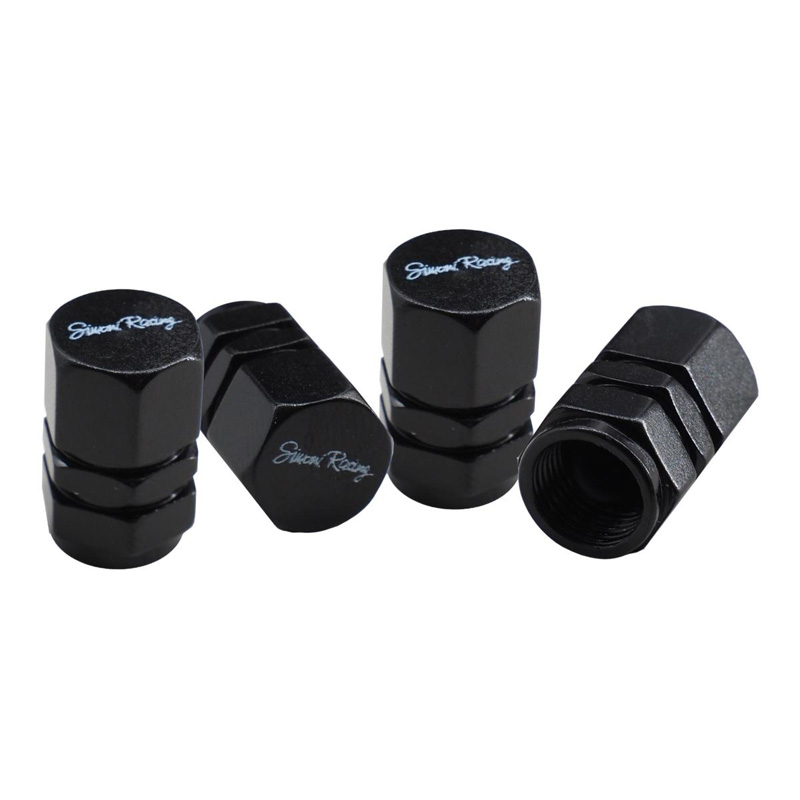 Simoni Racing Valve Caps Hexagonal - Aluminium Black - 4 pieces