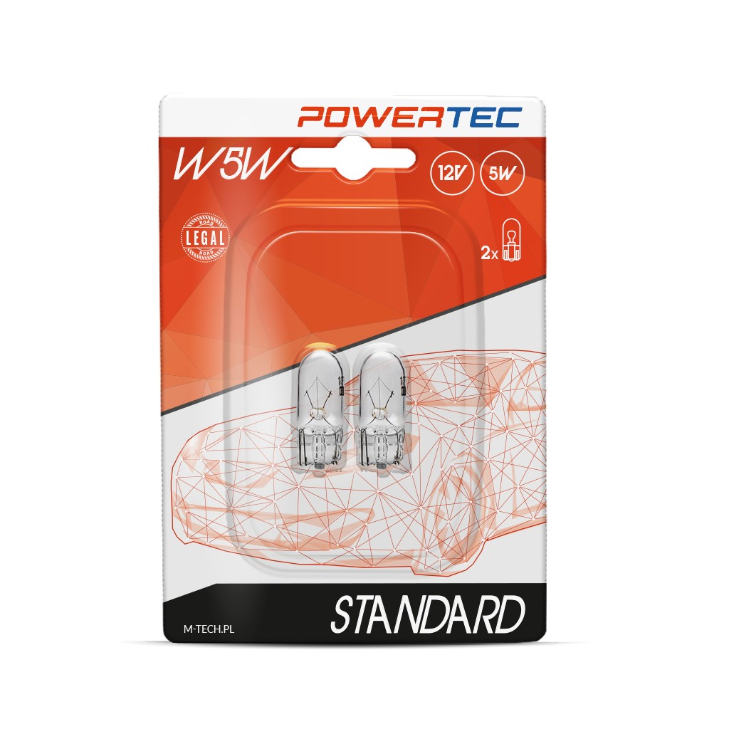 Powertec Standard W5W T10 bulb 12V set van 2