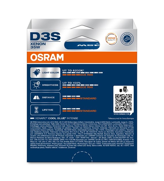 Osram Xenarc Cool Blue Intense NextGen HID-Xenon bulbs - D3S - 12V/35W - set of 2 pieces (max. 6200K)