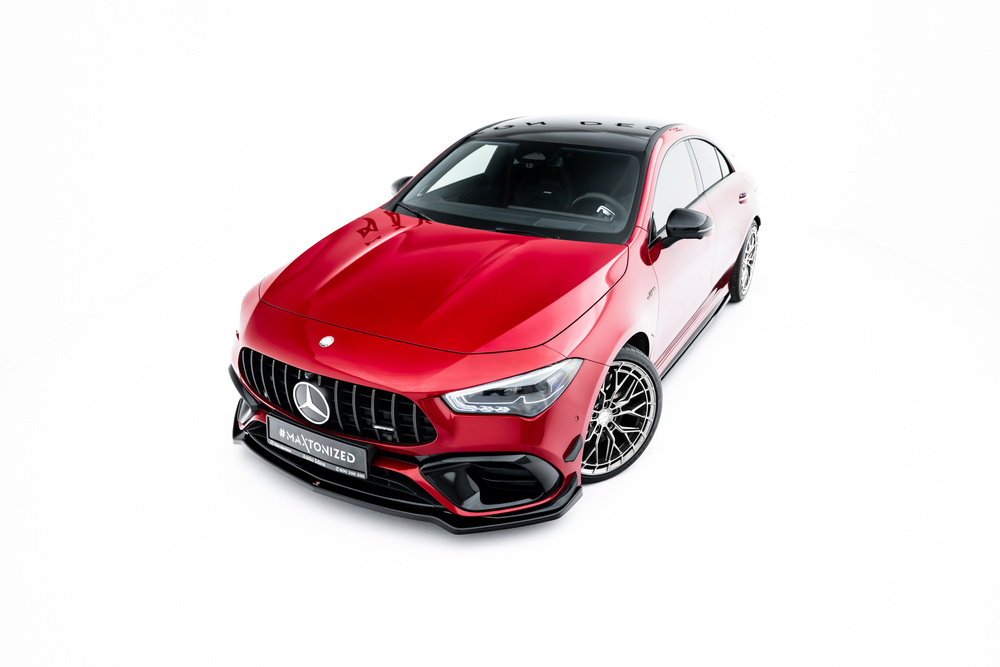 Voorspoiler passend voor Mercedes-AMG CLA 45 Aero C118 V.4 Maxton Glans Zwart