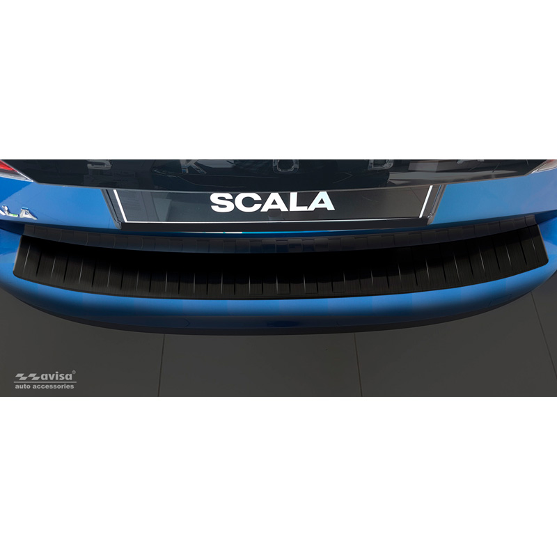 Black Stainless Steel Rear bumper protector  Skoda Scala 2019-2024 & Facelift 2024- 'Ribs'