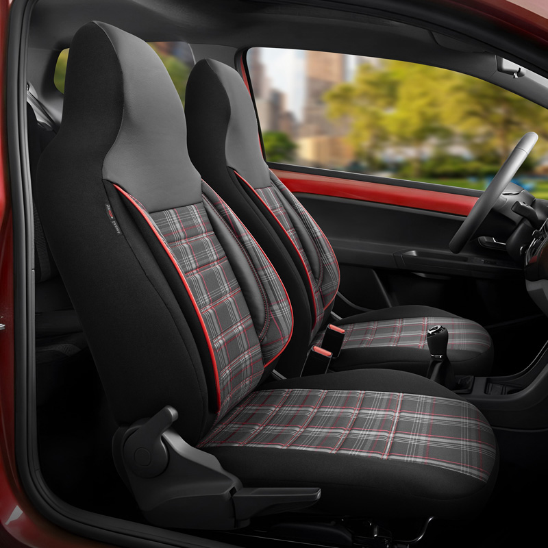 Universal Fabric 'CityBug' Seat cover set 'Sports' Black/Grey/Red - 9-pieces -  Side-Airbags