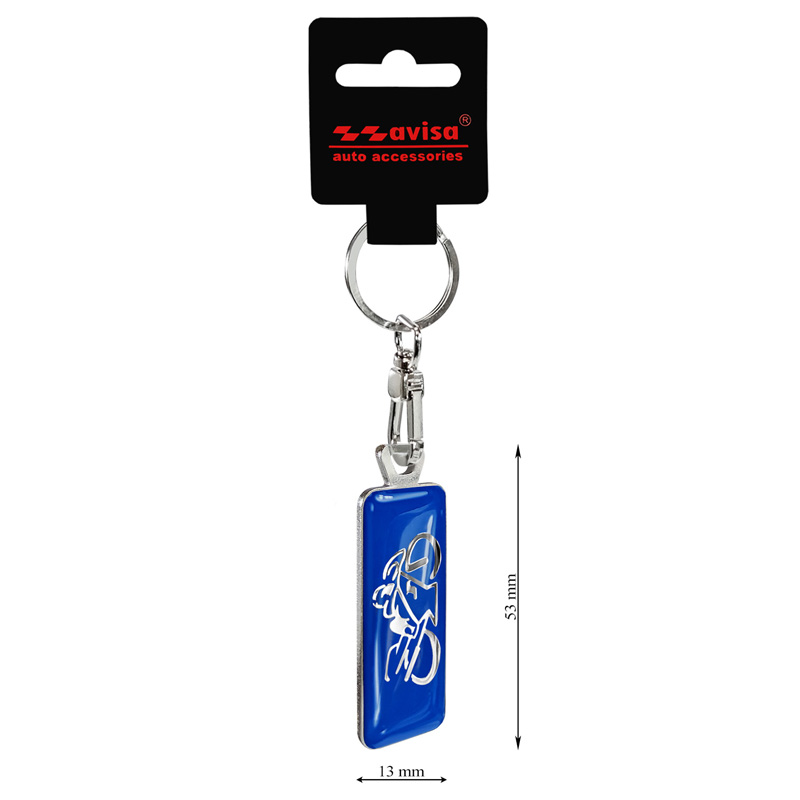 Stainless steel key chain - 'Moto' Blue
