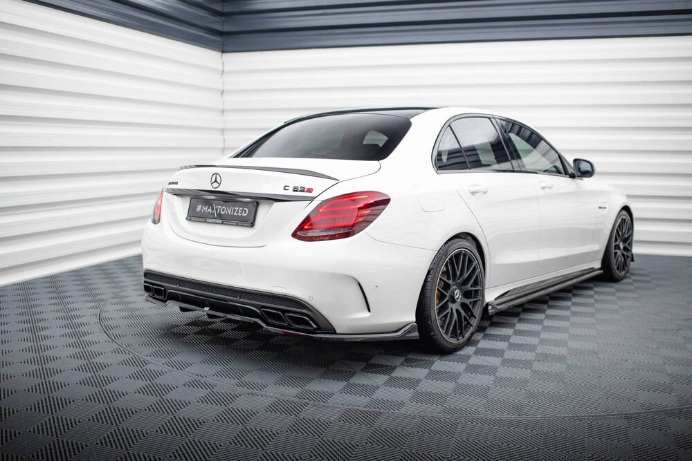 Diffuser passend voor Mercedes C63 AMG W205 S205 Maxton Glans Zwart