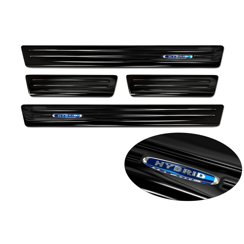 Black Inox door sill protectors  Opel Grandland X 2017-2021 & Facelift 2021- 'Hybrid' - 4-pieces