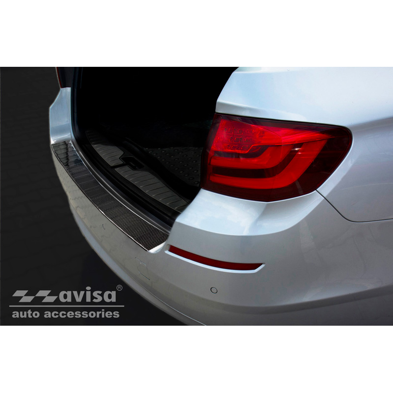 Real 3D Carbon Rear bumper protector  BMW 5-Series F11 Touring 2010-2016 'Ribs'