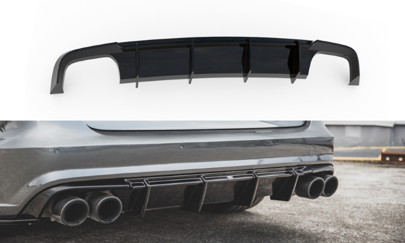 Diffuser passend voor Audi S6 / A6 S-Line C7 FL Glanzend Zwart