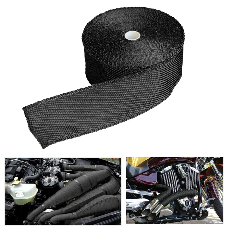 Simoni Racing Exhaust Heat-Insulating Wrapping Kit 2 - 15m x 5cm + 6 clamps < 550°C - Glass Fibre